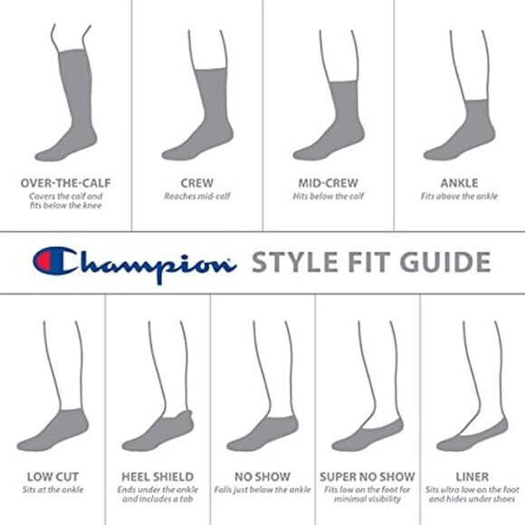 Champion Men's Double Dry Moisture Wicking Crew Socks; 6/ 6-12 - Picture 2 of 5